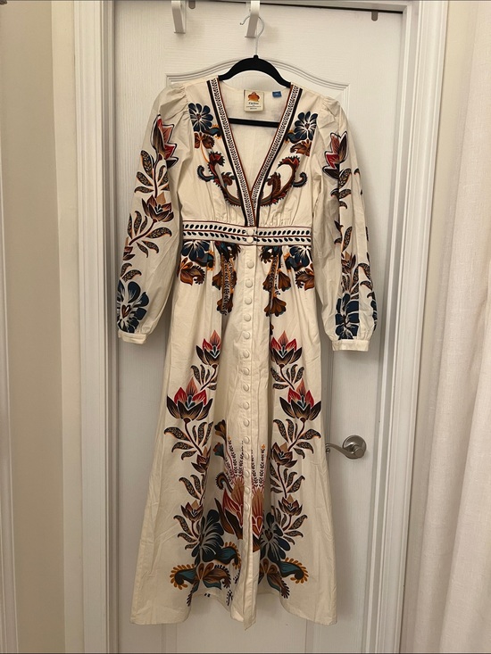 FARM Rio Dresses & Skirts - FARM Rio Cream Maxi Dress with Blue, Rust and Pink Florals
